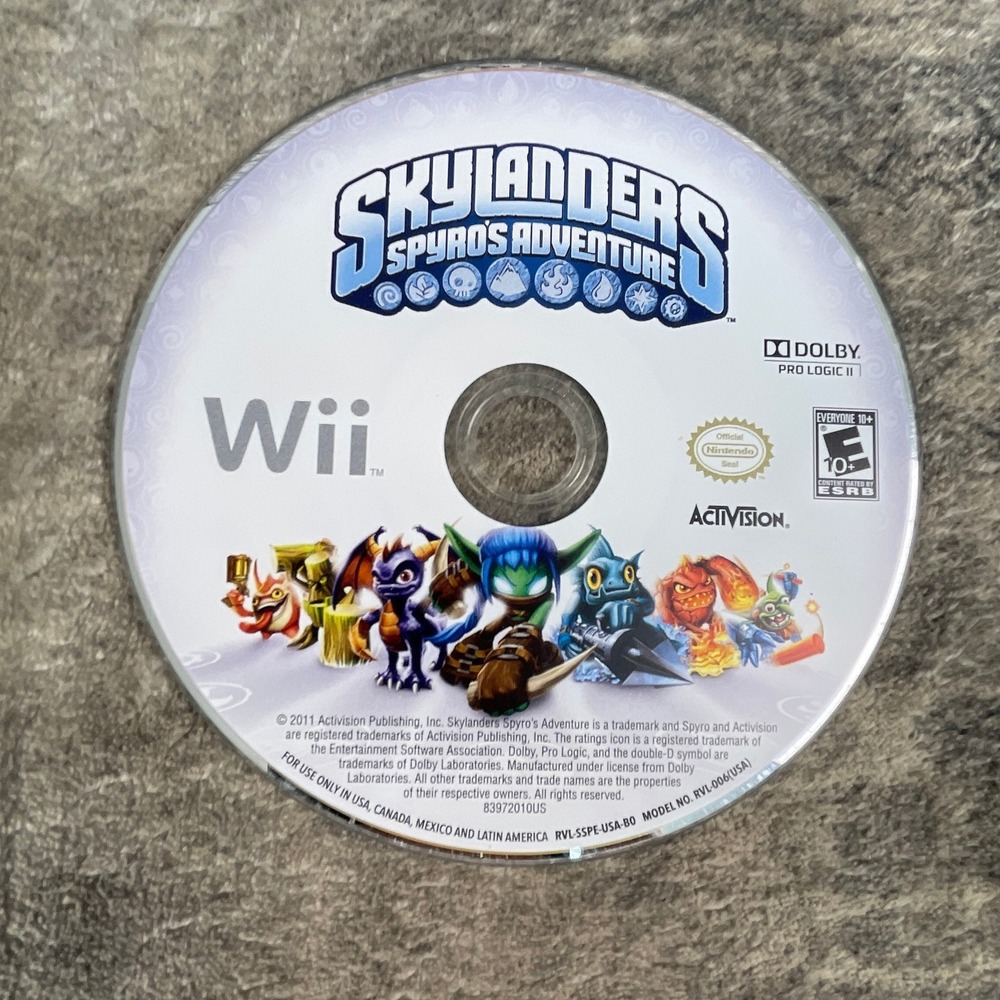 Skylanders Spyros Adventure Nintendo Wii Game Disc Only Authentic Activision